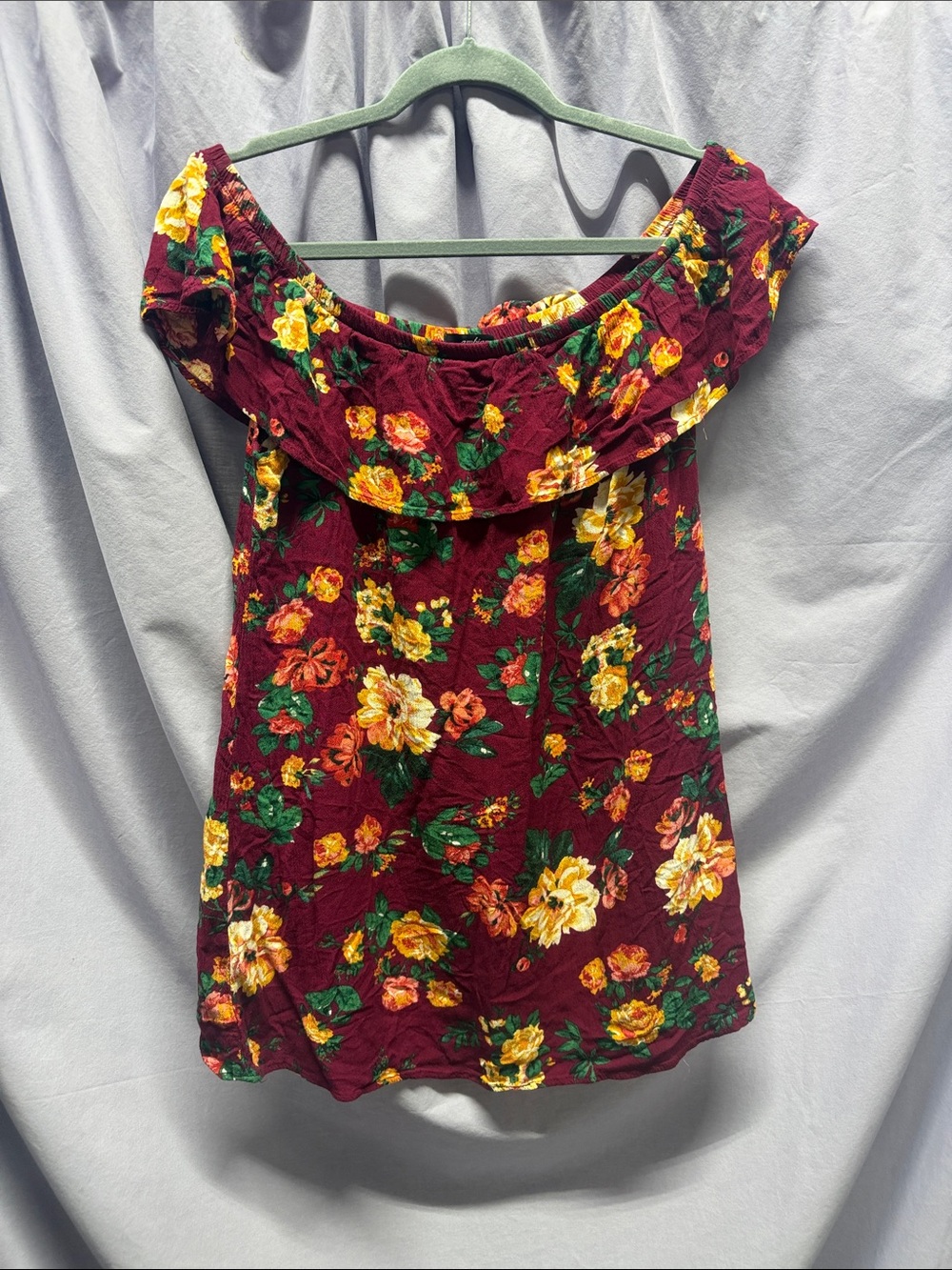 Ambiance Burgundy Floral Off-Shoulder Camisole
